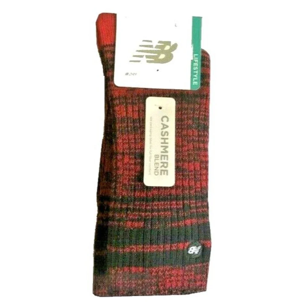New Balance Lifestyle Cashmere Blend Mens Socks Size L 9-12.5 Black Red